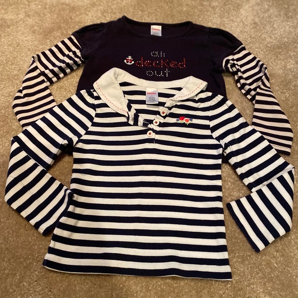 2 Gymboree long sleeve nautical shirt lot size 5